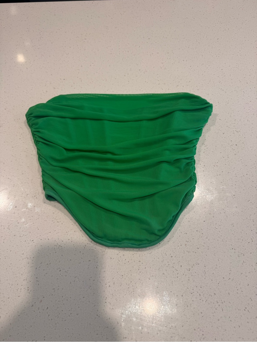 Green Strapless Ruched Crop Top